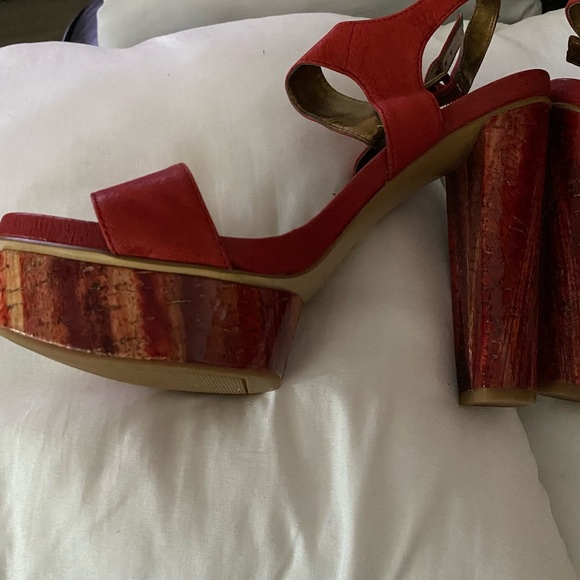 Never before worn red block heels. - Picture 3 of 6
